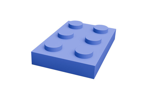 Blue Plastic Building Block on White Background