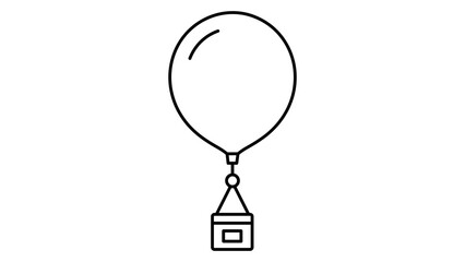 Weather balloon vector icon representing meteorological research and atmospheric science, designed as a minimalist line art illustration with an editable stroke for flexible customization options. © Dolon