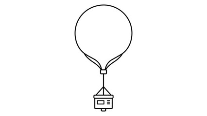 Atmospheric weather balloon vector icon for scientific monitoring and climate research, crafted as a hand-drawn line illustration with an editable stroke to allow for adjustable line thicknesses. © Dolon
