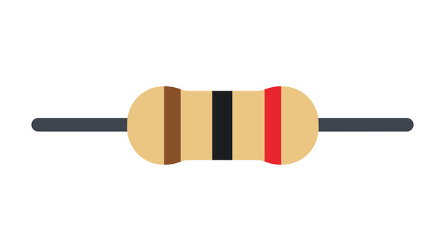 Technical passive impedance resistor vector for circuit design, minimalist electronic component schematic icon for engineering, hand-drawn hardware part graphic for digital technology.