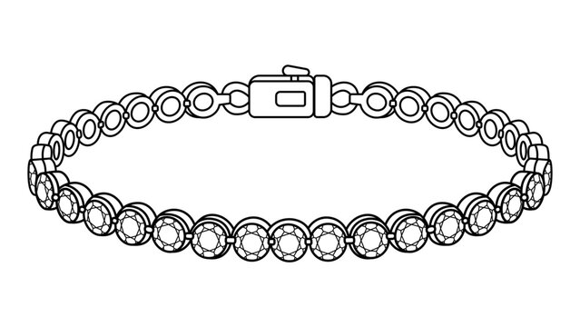 Elegant jewelry tennis bracelet vector icon with editable stroke, customizable diamond wrist accessory illustration with adjustable line weight, minimalist luxury fashion symbol for boutique shop.