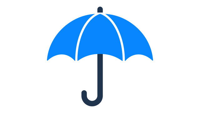 Modern weather protection umbrella vector icon illustration, minimalist hand-drawn parasol graphic with crisp outlines, scalable vector element for seasonal design, rain and sun shelter symbol.