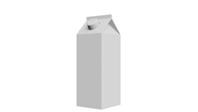 Blank Milk Carton on White Background