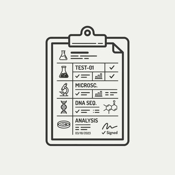 a aboratory clipboard with test results