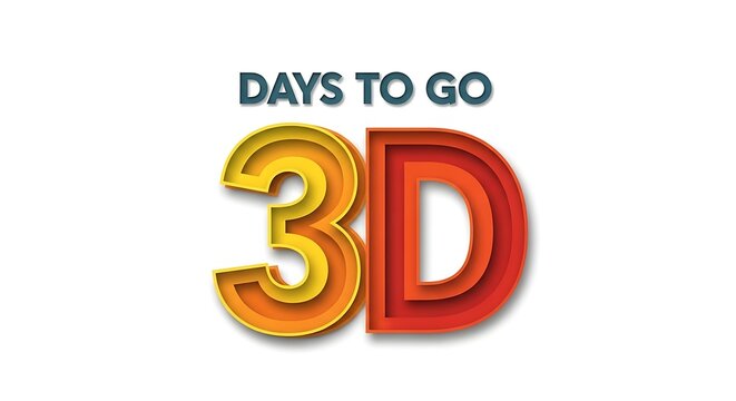 Countdown graphic with 3 d text