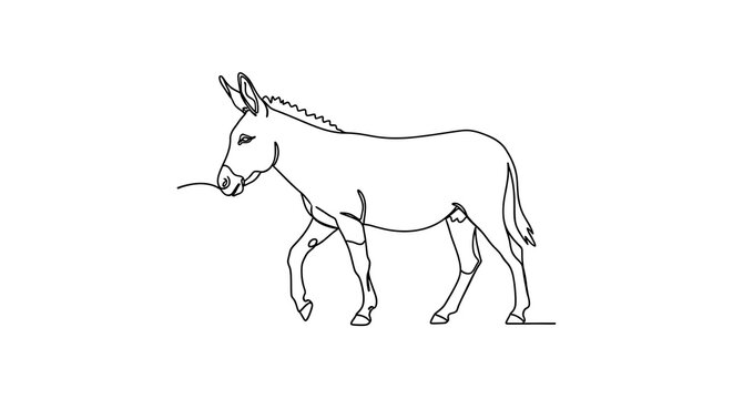 Line drawing of a donkey