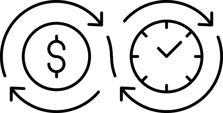 ROI icon. Cash back, refund, return on investment, recurring payment, and financial cycle business concepts icons set.