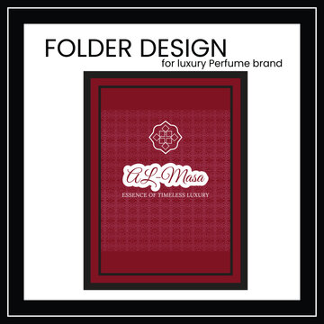 Elegant High-End Folder cover design for Perfume Brand with Black and Maroon Color Theme