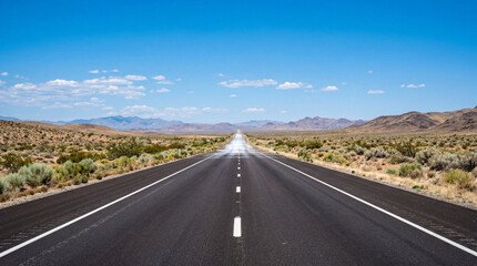 Obraz premium Professional Open Roadway Beneath Blazing Blue Sky With Mirage Shimmer Dramatic Summer Heatwave Asphalt Texture Shot
