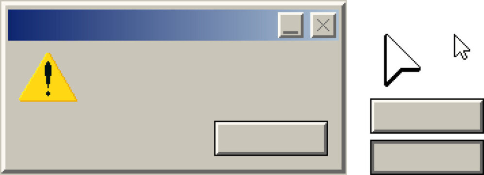 Retro pixel computer warning window interface