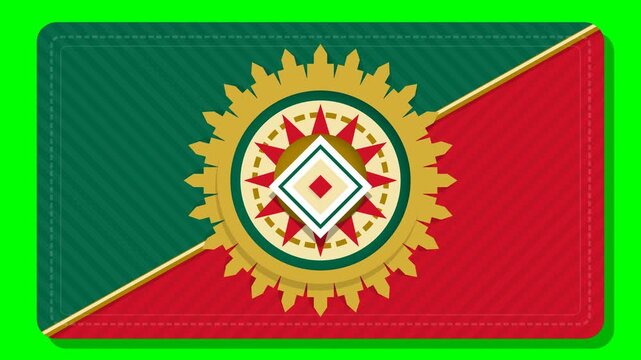 Cricket Championship Identity Graphic with Sport Emblem on Green and Red Background with Green Screen
