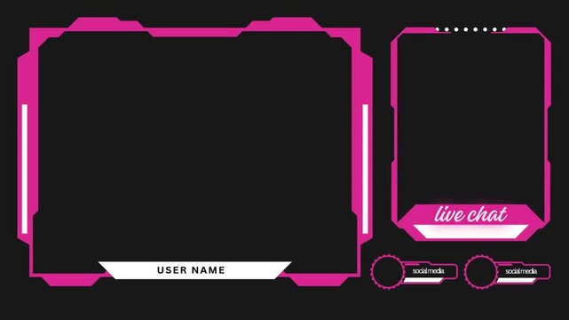 Overlay a live streaming with the black, white and pink theme.