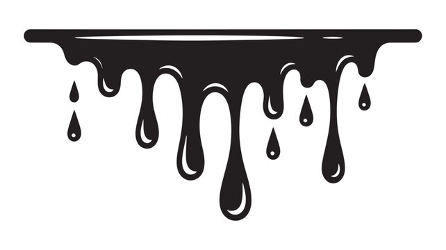 Black ink drip graphic with drops dripping abstract illustration splatter viscosity condensation