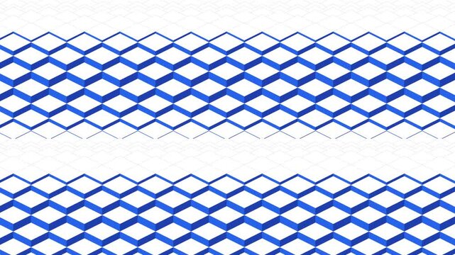 Abstract blue isometric geometric pattern of 3d rhombus shapes on white background for technology and business presentation visuals