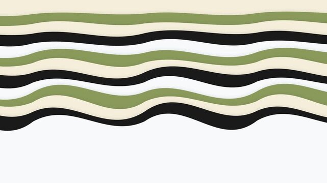 Minimalist Abstract Wavy Lines Pattern with Olive Green and Black Stripes for Commercial Background