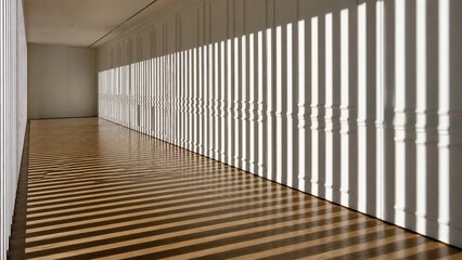 Fototapeta premium Minimal Architectural Interior with Repeating Window Shadows and Elegant Perspective