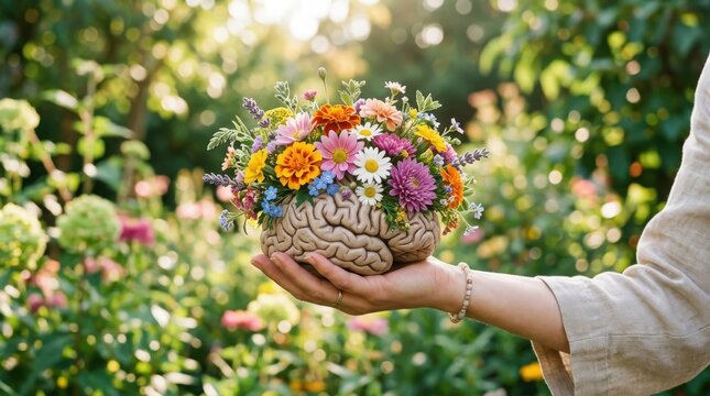 World mental health day nurturing the mind with floral wellbeing and positive mental health