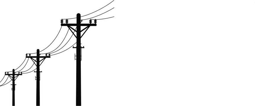 Power lines icon minimalist logo illustration of electrical grid transmission cables for energy and utility branding
