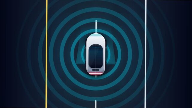 Top View of an Autonomous Vehicle Using Sensor Technology and Radar for Intelligent Navigation on a Dark Highway