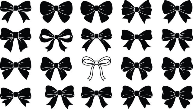 Black bow collection diverse styles for gift wrapping and craft projects