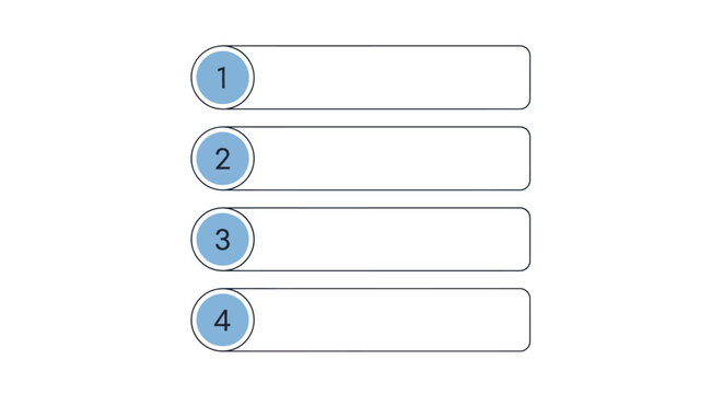 Minimalist numbered list template with four steps for business infographics