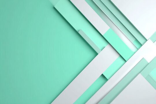 Abstract geometric design with overlapping green and white rectangles