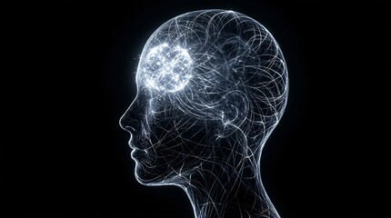Fototapeta premium glowing human head with active brain connections
