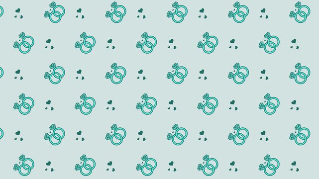 Elegant Teal Diamond Ring & Hearts Motion Background