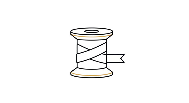 Minimalist golden ribbon spool graphic icon for craft and sewing projects
