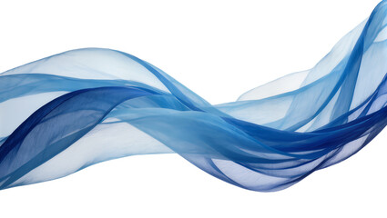 Isolated delicate blue sheer fabric flowing gracefully in a soft wavy motion, abstract © Conor