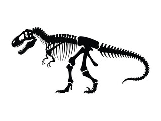 T rex skeleton negative space silhouette illustration of dinosaur fossil structure in minimalist black and white design © EQBAL BASAR HABIB
