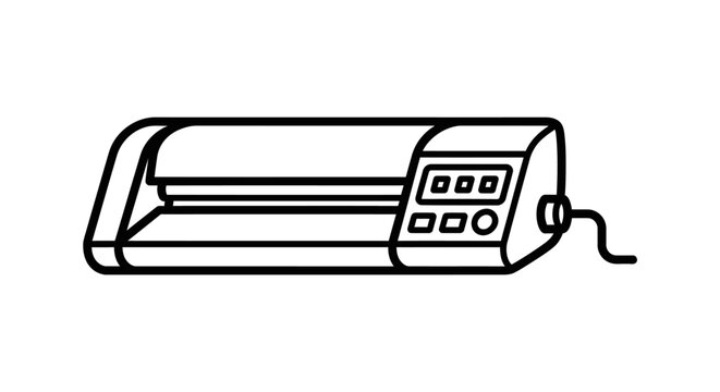 Graphic plotter machine icon isolated on white background digital cutting device