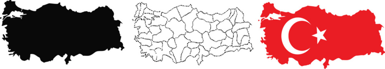 Obraz premium Turkey map and flag illustrations