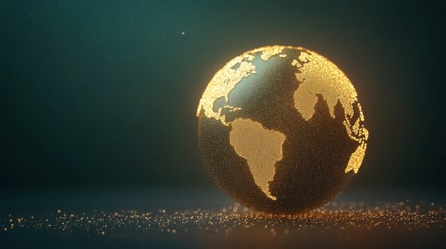 World Map Glow Rotating globe with glowing points representing major cities, space background, symbolizes global urbanization and interconnectedness