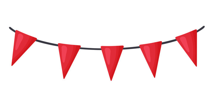 Red Triangle Flag Bunting Garland Vector Clipart