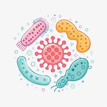 Cute Cartoon Bacteria and Virus Collection