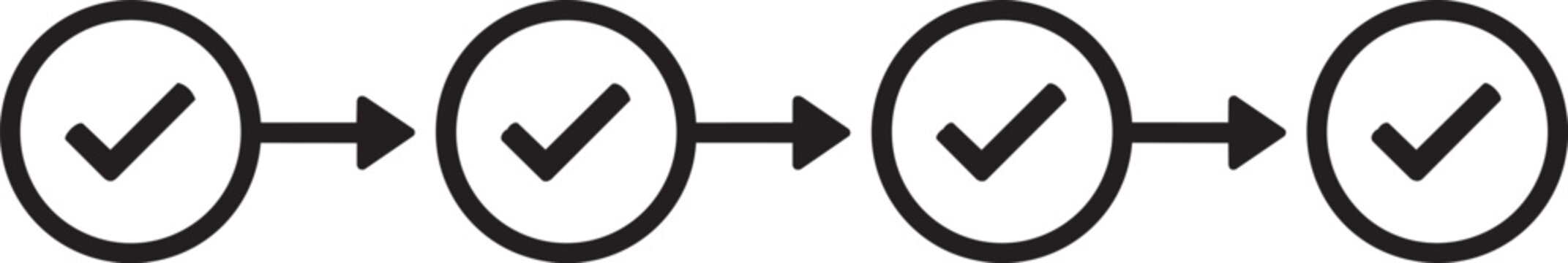 Four checkmark steps process flow