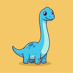 Cute Blue Brontosaurus Dinosaur Cartoon Illustration. © Arviz