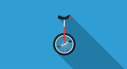 Flat design illustration of a unicycle with a long shadow © Kill