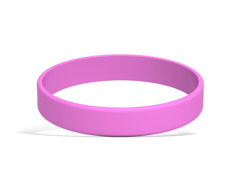 Pink silicone wristband. Blank. Isolated. 3d illustration.