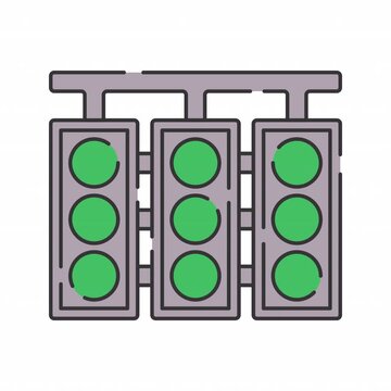 Traffic Lights Flat design style icon animation with minimal, smooth transitions, and simple. No background. Alpha Channel