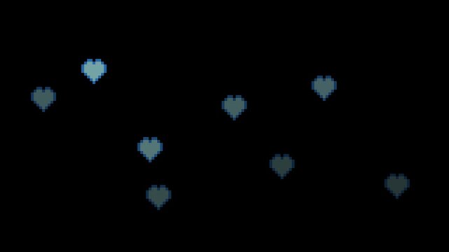 ドット絵の上昇するハートパーティクル,ループ,透過背景,