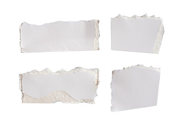 Obraz premium Set Of Torn White Paper Pieces Isolated Transparent Background Ripped Edge Collection Texture