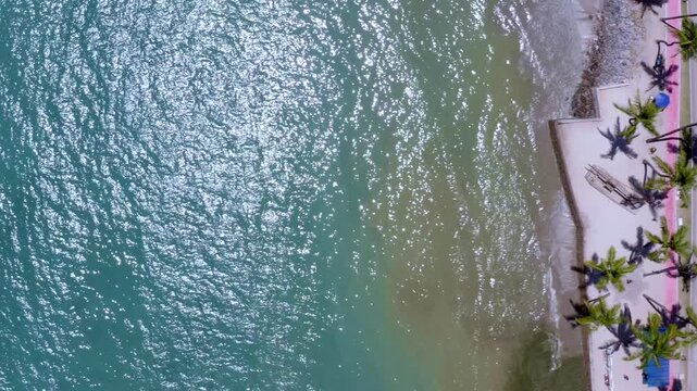 Drone Reveal of Tropical Beachfront Avenue in Macei&oacute;, Alagoas, Brazil