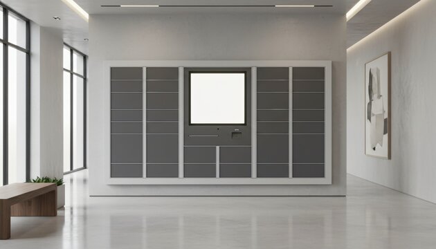 Gray Parcel Delivery Locker with Screen