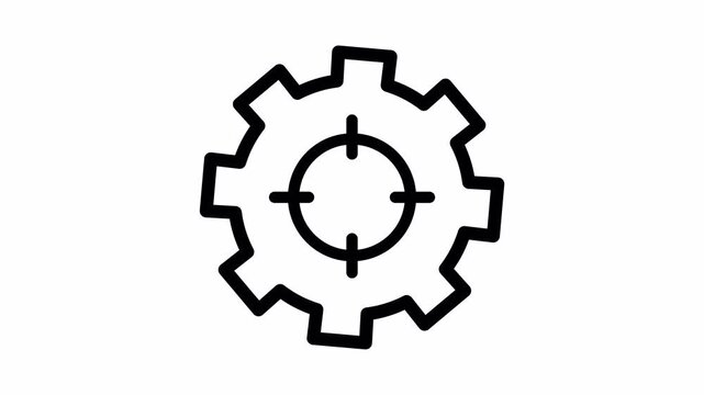 cogwheel and target line animated icon. alpha channel