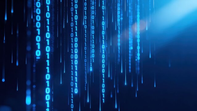 Digital binary code rain