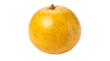 Fototapeta premium Single whole ripe yellow orange or citrus fruit with smooth skin and juicy vitamin rich texture isolated on transparent background