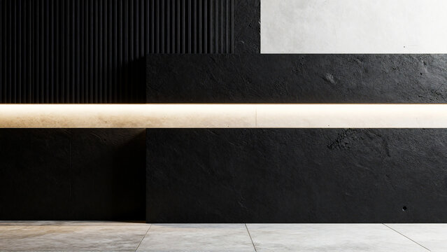 Modern Black and White Interior Design with LED Lighting
