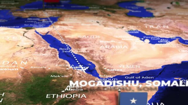 Flight From Ankara TURKEY to Mogadishu SOMALIA with flag pins